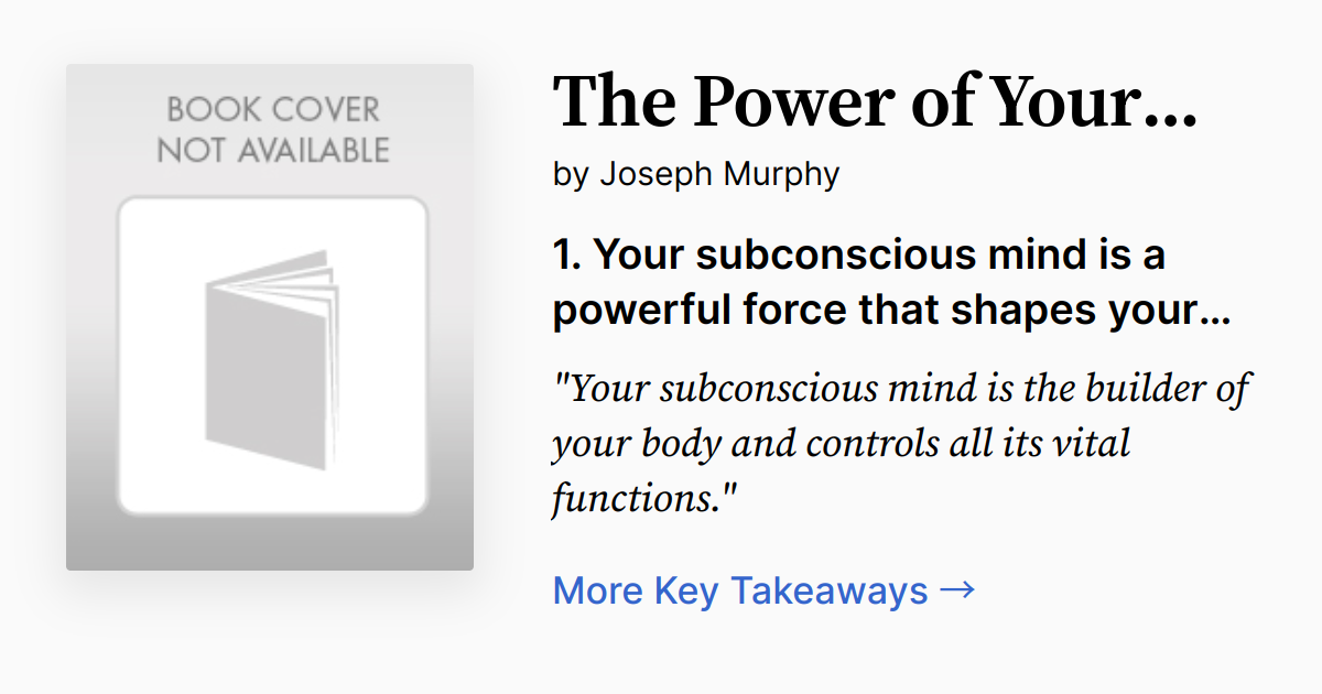 Cover of The Power of Your Subconscious Mind