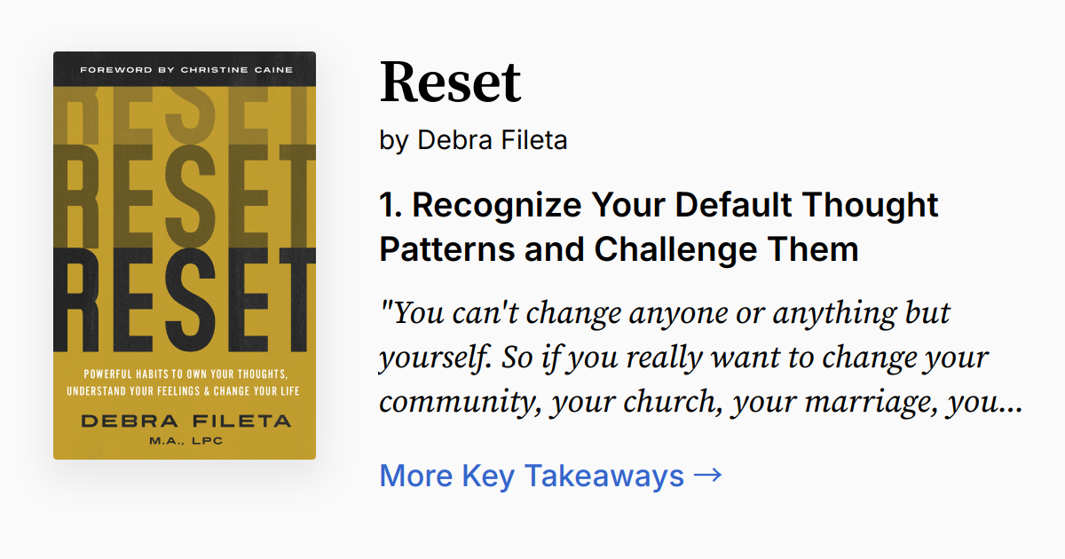 Reset by Debra Fileta | Summary, Audio, Quotes