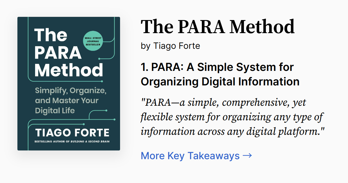 The PARA Method | Summary, Quotes, FAQ, Audio