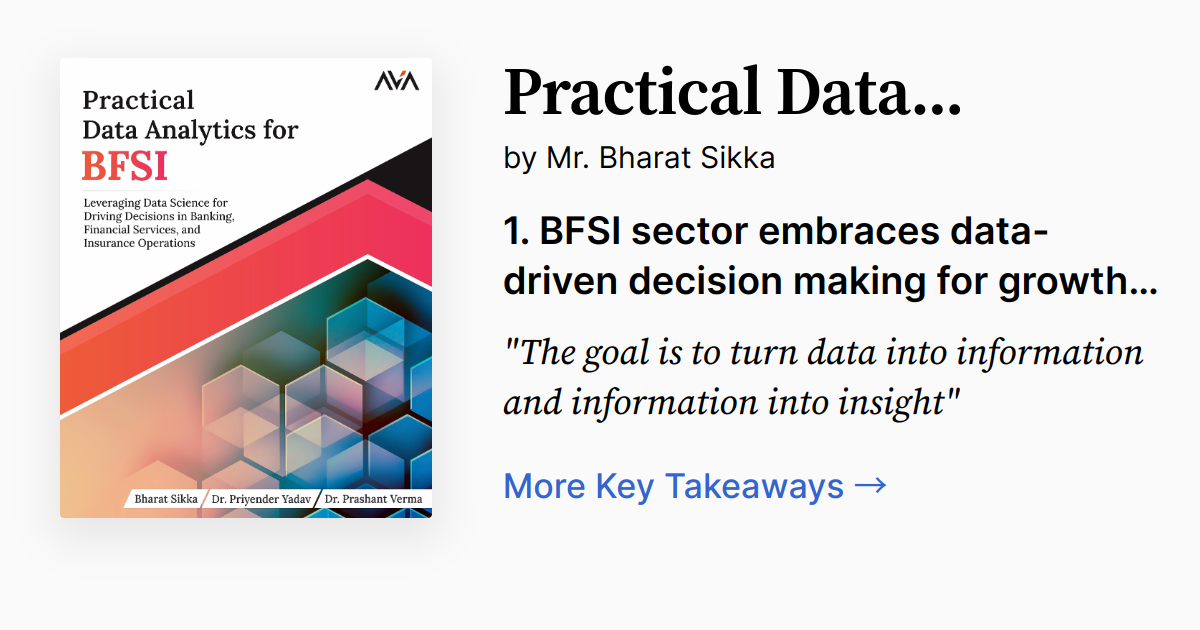 Practical Data Analytics for BFSI | Summary, Audio, Quotes