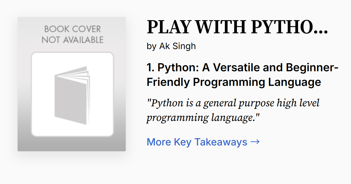 PLAY WITH PYTHON (CORE) | Summary, Audio, Quotes
