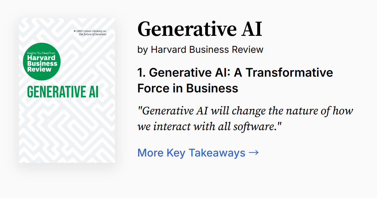 Generative AI by Harvard Business Review | Summary, Audio, Quotes, FAQ