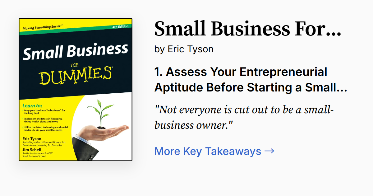 Small Business For Dummies | Summary, Audio, Quotes, FAQ