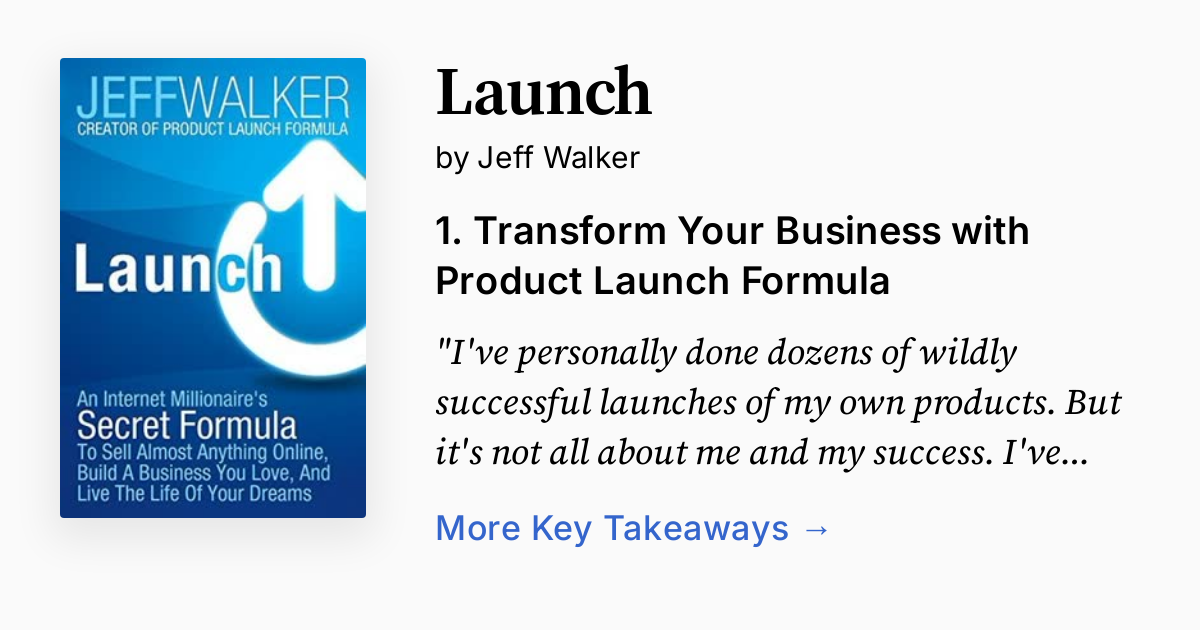 Launch by Jeff Walker | Summary, Audio, Quotes, FAQ