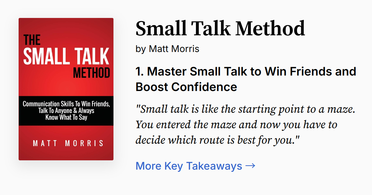 Talk Method Small Talk Method | Summary, Audio, Quotes