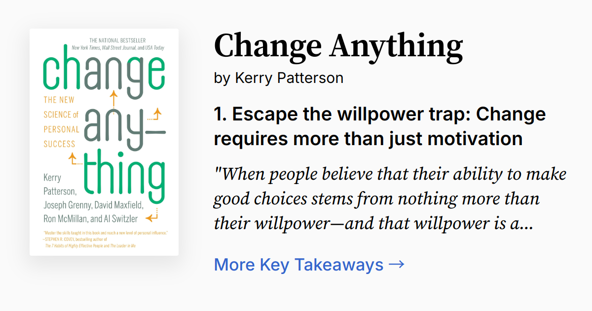 Change Anything Change Anything | Summary, Audio, Quotes, FAQ
