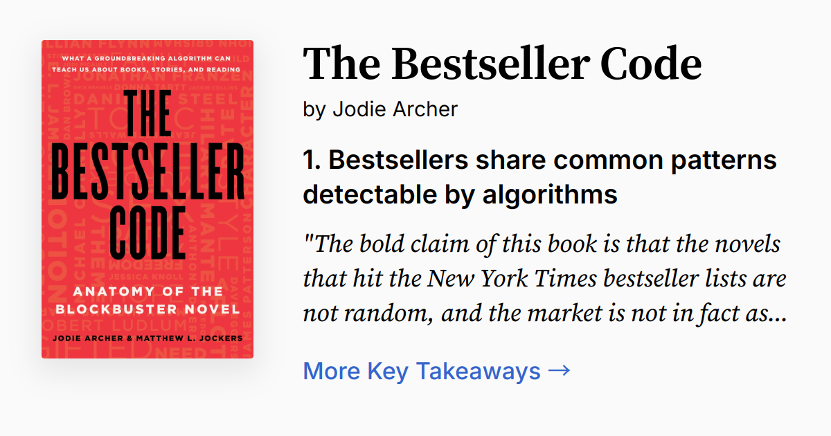 The Bestseller Code | Summary, Audio, Quotes, FAQ