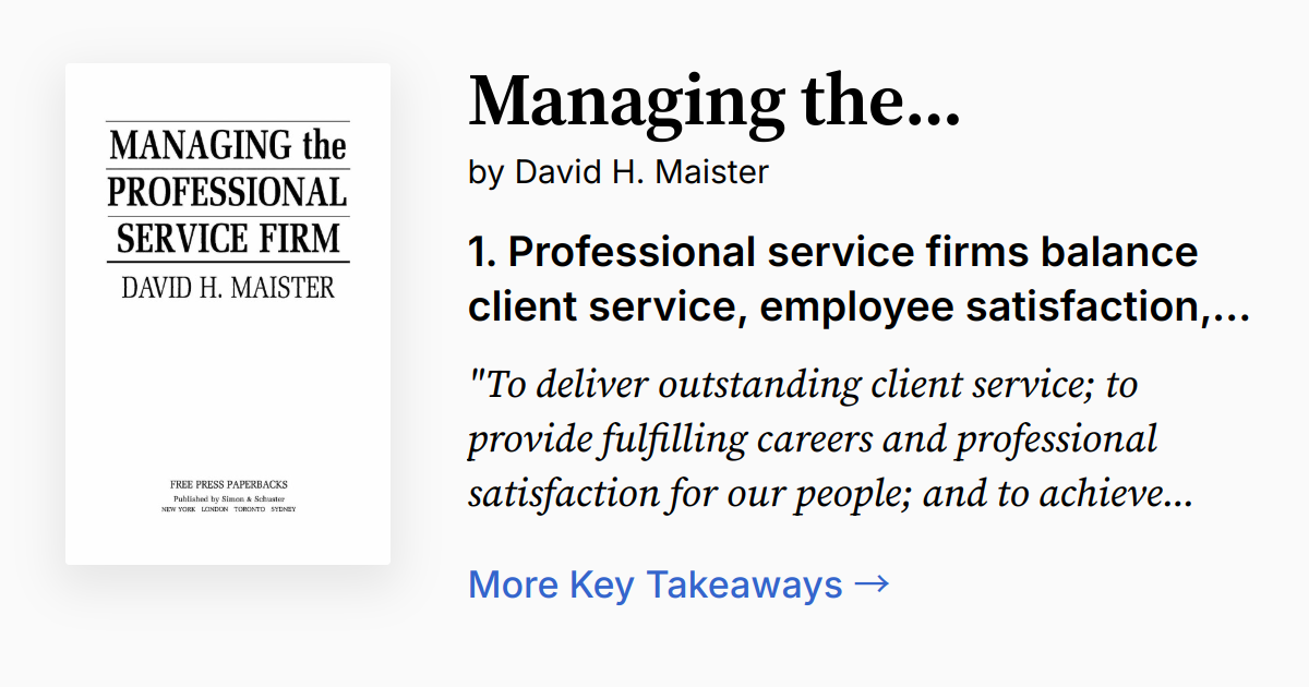 Cover of Managing The Professional Service Firm