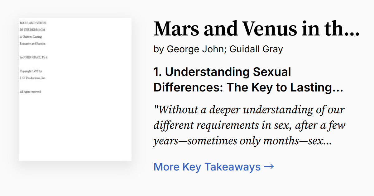Mars and Venus in the Bedroom Summary, Audio, Quotes, FAQ