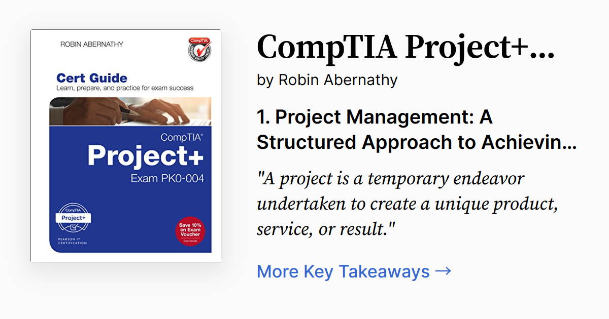 CompTIA Project+ Cert Guide | Summary, Quotes, Audio