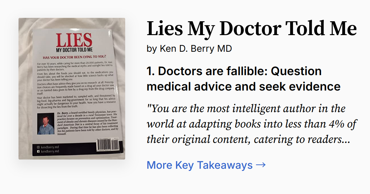 Lies My Doctor Told Me Summary, Audio, Quotes, FAQ