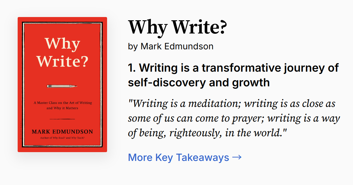 Why Write? by Mark Edmundson | Summary, Audio, Quotes, FAQ