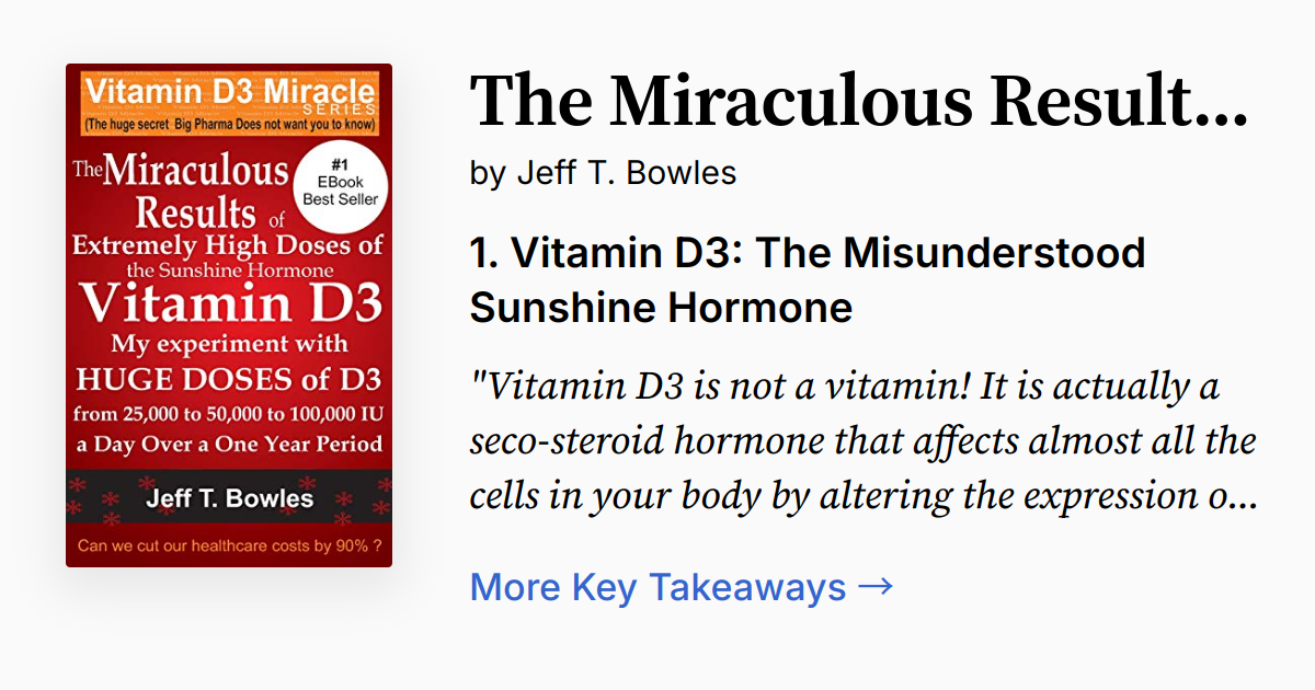Cover of The Miraculous Results Of Extremely High Doses Of The Sunshine Hormone Vitamin D3 My Experiment With Huge Doses Of D3 From 25,000 To 50,000 To 100,000 Iu A Day Over A 1 Year Period