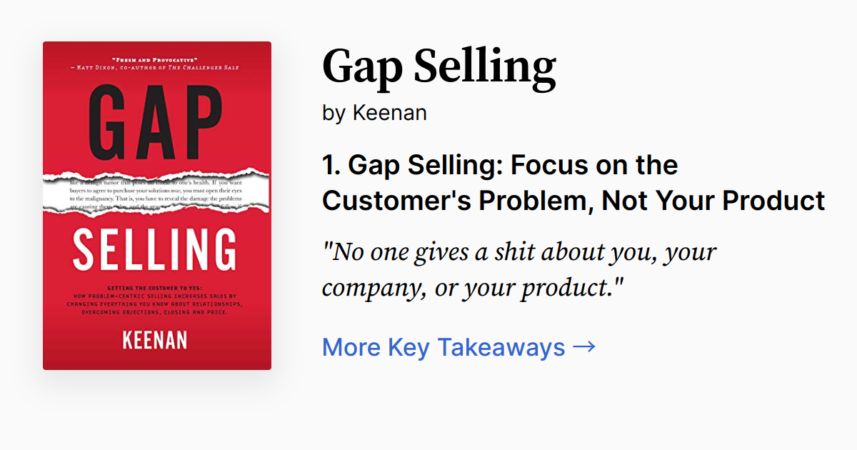 Gap Selling By Keenan 要約 Quotes Faq Audio