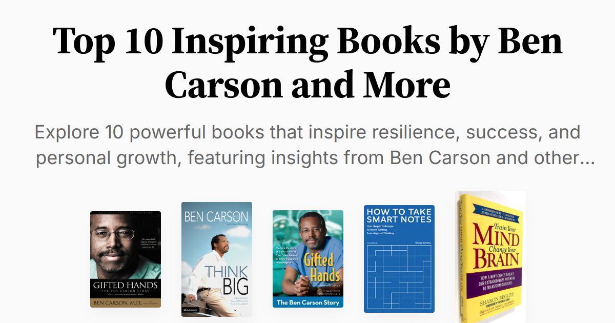 Carson Reeves Books Top 10 Inspiring Books by Ben Carson and More | Summaries & Audio
