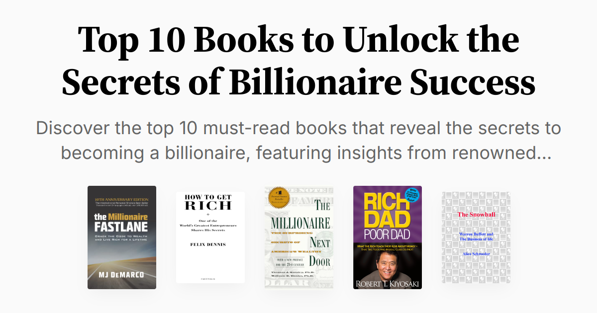 Top 10 Books to Unlock the Secrets of Billionaire Success Summary & Audio