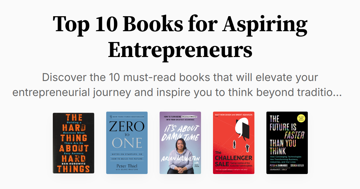 Top 10 Books for Aspiring Entrepreneurs | Summaries & Audio