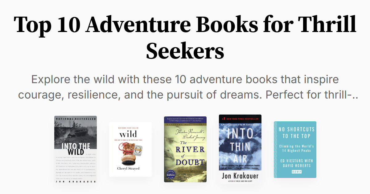 Top 10 Adventure Books for Thrill Seekers | Summaries & Audio