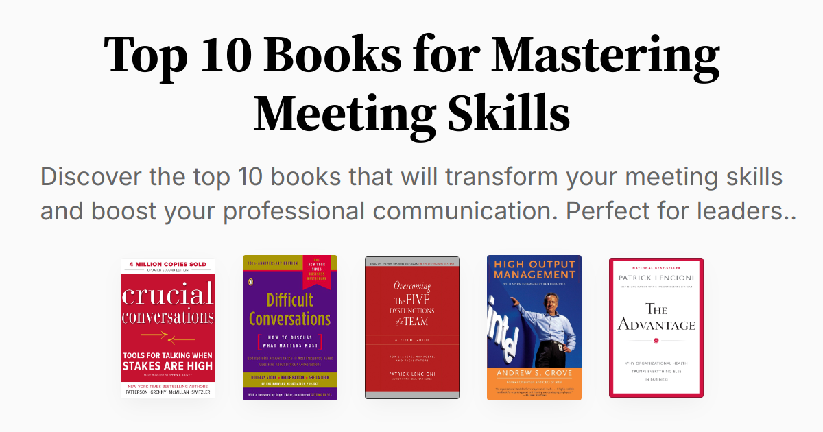 Top 10 Books for Mastering Meeting Skills | Summaries & Audio