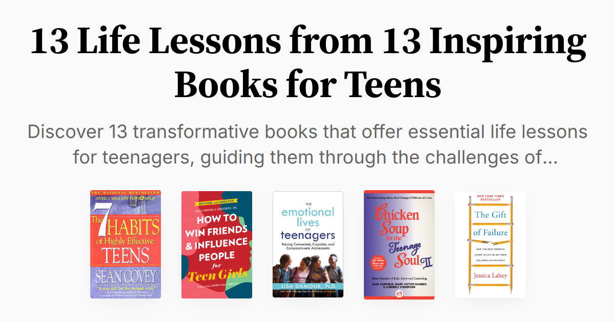 13 Life Lessons from 13 Inspiring Books for Teens | Summaries & Audio